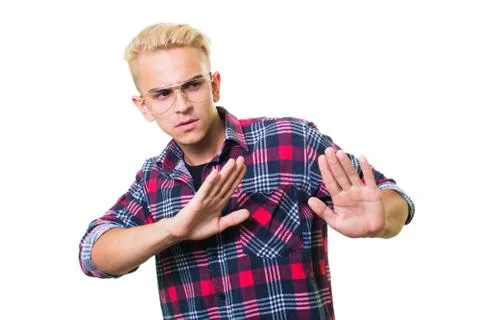 The guy in the shirt refuses to gesture Stock Photos