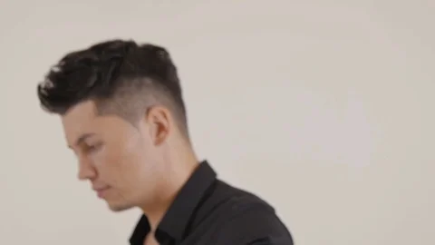 Guy Showed his Palm to the Camera Stock Footage 87975475