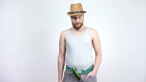 Guy shows his big size. A healthy erection the key to a good mood. Stock Footage 129401725