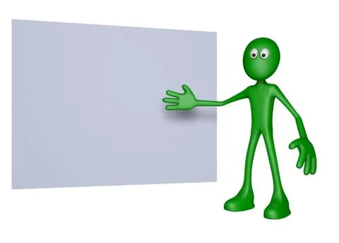 Guy shows something on a board - 3d illustration Stock Illustration