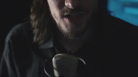 The guy sings in the Studio Stock Footage 108206611