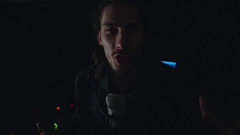 The guy sings in the Studio Stock Footage 108718053