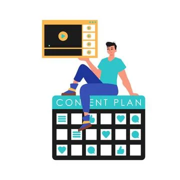 The guy sits on the capacitance plan and holds a window with a television rec Stock Illustration