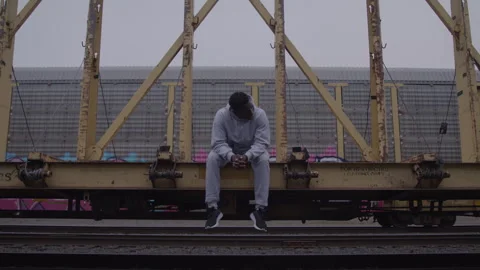 Guy Sits In Sweatsuit On Train Stock Footage 270326060