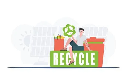 The guy is sitting next to the package of the right food and holding the EK.. Stock Illustration