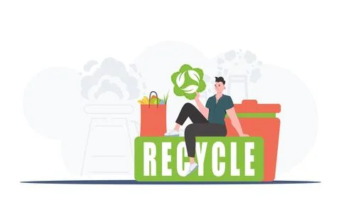 The guy is sitting next to the package of the right food and holding the EK.. Stock Illustration