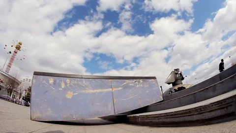 The guy on a skateboard fail finished his trick Stock Footage 71781117