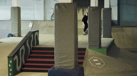 A guy on a skateboard to sliding on the rail Stock Footage 61238449