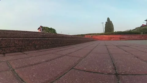 A guy skates in the evening. A guy skates in the city. Stock Footage 130741654