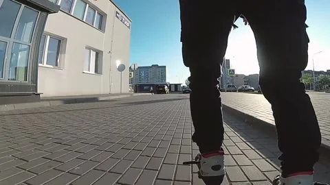 A guy skates in the evening. A guy skates in the city. Stock Footage 130741687