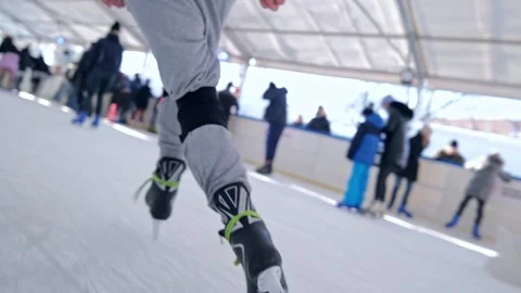Guy Skates Masterfully On A Ice Rink Stock Footage 329226992