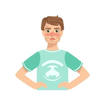 Guy With Skin Problems Looking At Himself  Concern Stock Illustration