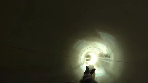 The Guy Slides Down The Slide In The Water Park Stock Footage 154463517