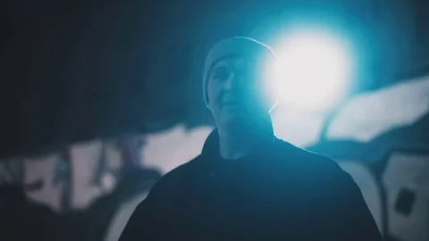 Guy is slowly moving backwards Stock Footage 81697102