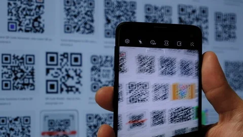 Guy with smartphone scan qr code by phone camera,AI tech power concept Stock Footage 128149659