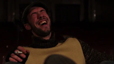 The guy smoking joint marijuana and crazy laughing Vídeos de archivo 34366592