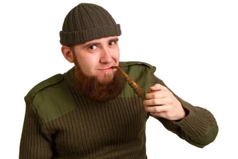 Guy smoking a pipe Stock Photos