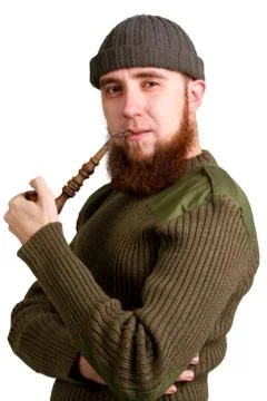 Guy smoking a pipe Stock Photos