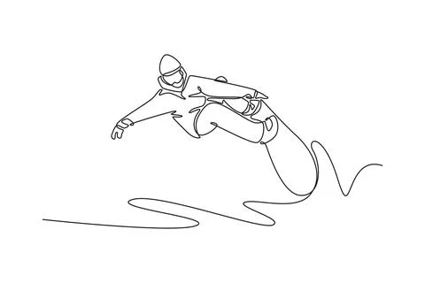 Guy is snowboarding, mid-air in dynamic jump or trick Stock Illustration