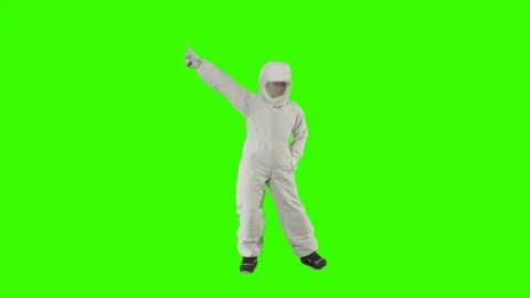 Guy in the spacesuit is dancing funny Stock Footage 123742003