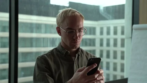 The guy is speaking via video link Stock Footage 130500022