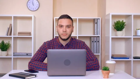 Guy speaking with viewers Stock Footage 86250275