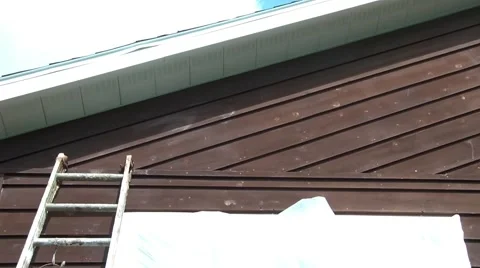 Guy Spraying Stain Into Wood 스톡 동영상 65746101