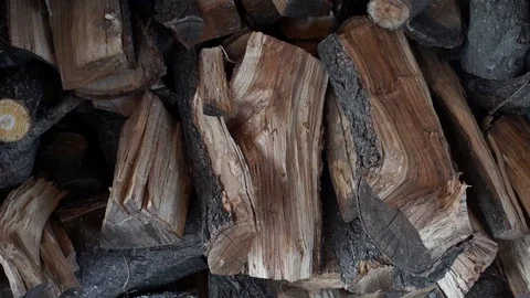 Guy stacks firewood Stock Footage 127896984