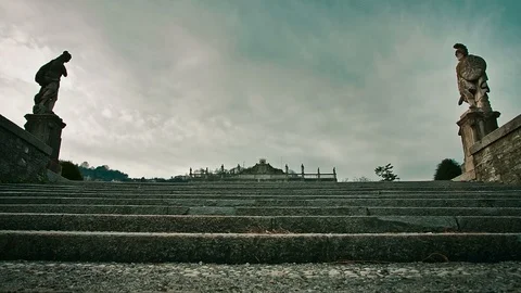 The guy on the stairs. Ages Video stock 93594642