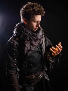 A guy in a steampunk or post-apocalyptic image, portrait Stock Photos