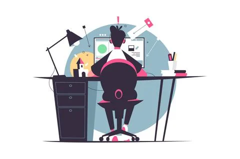 Guy student sit at desk and study 스톡 일러스트