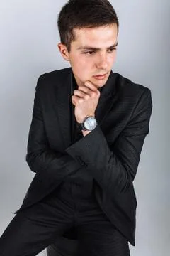 The guy in the Studio. The guy in the black suit. Handsome guy Stock Photos