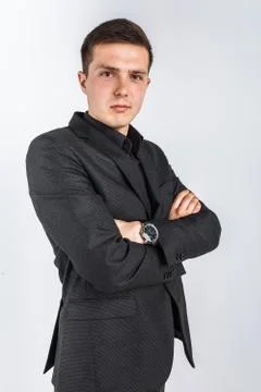 The guy in the Studio. The guy in the black suit. Handsome guy Stock Photos