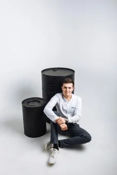 The guy in the Studio. The guy in the white shirt. Handsome guy. Stock Photos