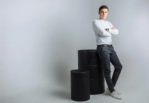 The guy in the Studio. The guy in the white shirt. Handsome guy. Stock Photos