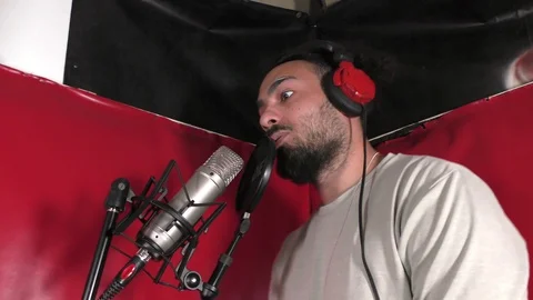 Guy on studio mic. Stock Footage 114007957