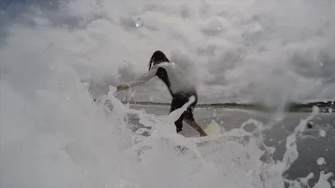 Guy surfing in the sea Stock Footage 167332796