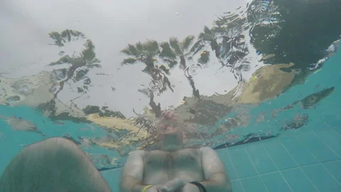The Guy Is Swimming In The Pool Stock-Footage 91593054
