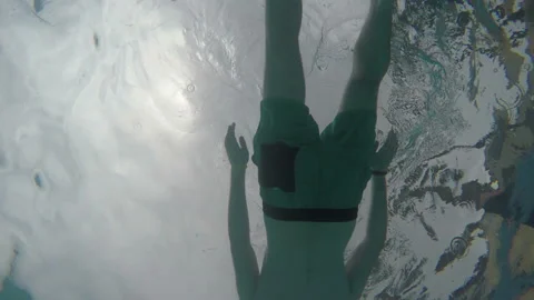 The Guy Swims In The Pool On His Back Video stock 91593501