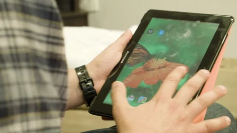 Guy with tablet 01 Stock Footage 89480501