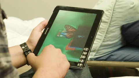 Guy with tablet 03 Video stock 89480583