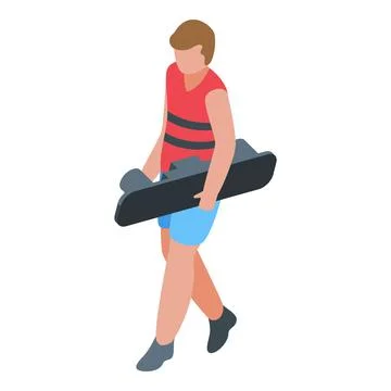 Guy take flyboard icon isometric vector. Diver fly deep Illustrazione stock
