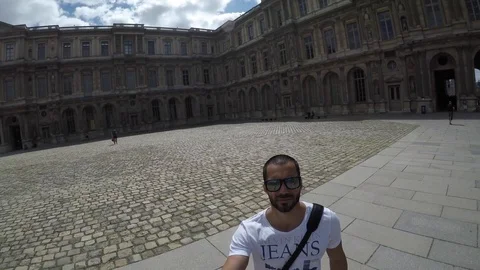 Guy Taking a Selfie in Segovia, Spain Stock Footage 79468464