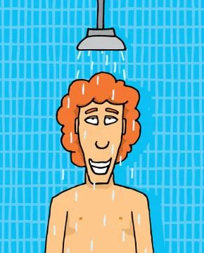 Guy taking a shower Stock Illustration