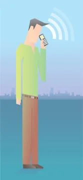Guy talking on his cell phone Illustrazione stock