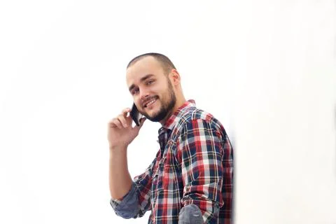 Guy talking on mobile phone Stock Photos