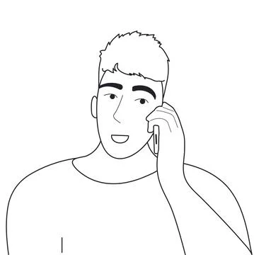 The guy is talking on the phone. Vector, white background. Stock Illustration