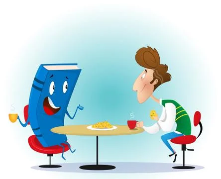 The guy talks to an interesting book Stock Illustration