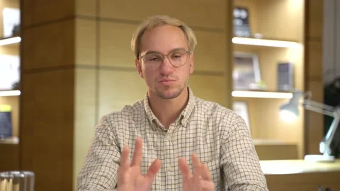 The guy talks on a video call Stock Footage 131511471