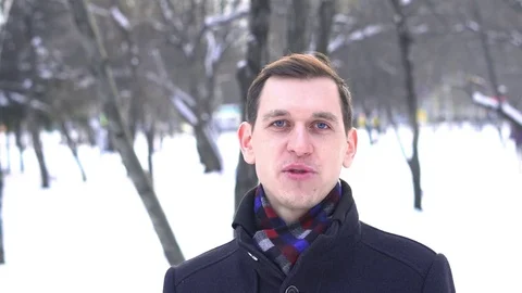 The guy tells the camera Stock Footage 83157081